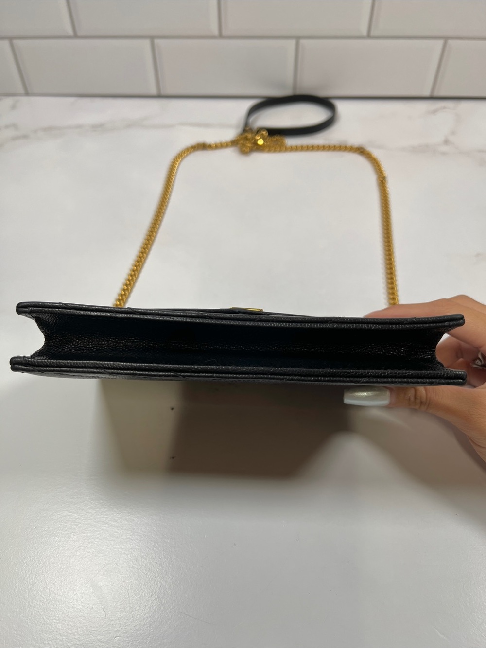 YSL Yves Saint Laurent Cassandre Matelasse Envelope Chain Wallet Crossbody Purse - Picture 5 of 9